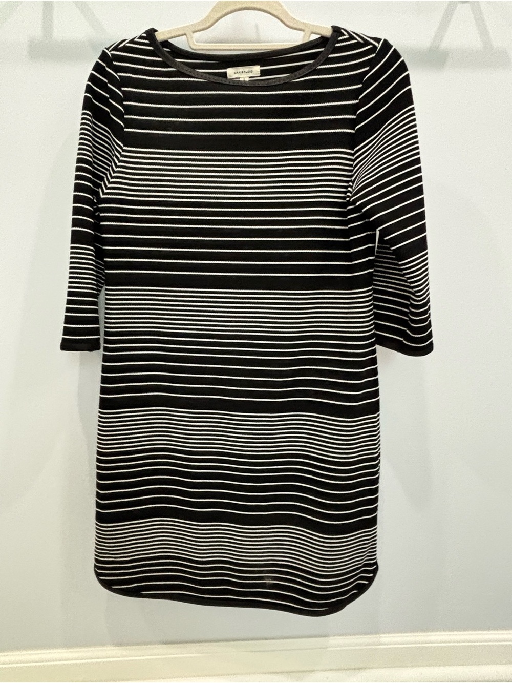Max Studio Black and White Striped Midi Shift Dress